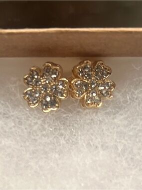 Gold Plated Waterproof Pave Stud Earrings- NEW